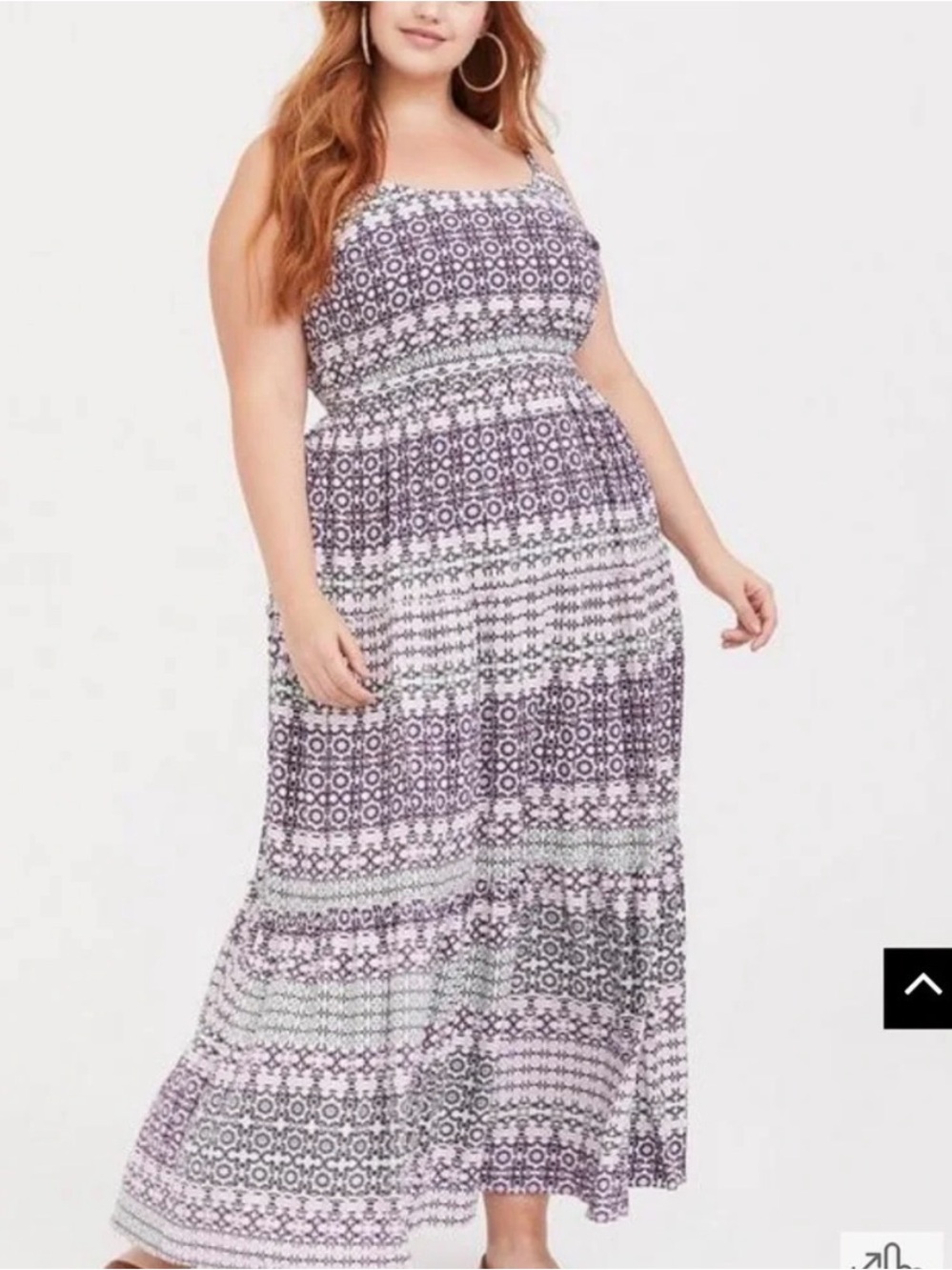 torrid Lavender and White Tiered Challis Maxi Dress 2